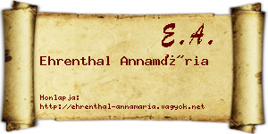 Ehrenthal Annamária névjegykártya